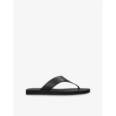 The Row Black Leather Dune Thong Slippers