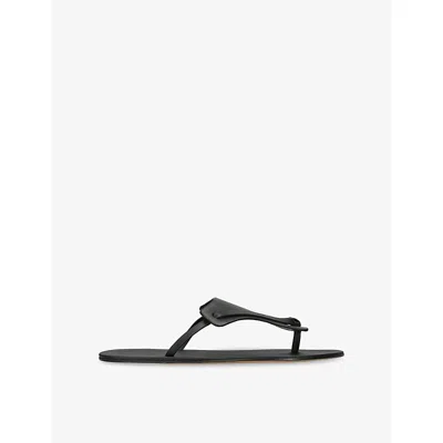 The Row Womens Black Helena Leather Flip Flops Eur 40 / 7 Uk