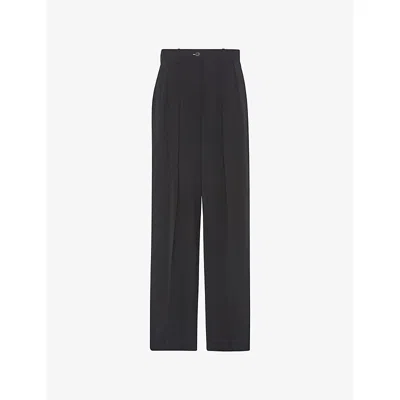 The Row Womens  Igor Pleat Straight-leg Woven Trousers In Black
