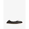 The Row Charcoal Leather Awar Ballerinas In Black