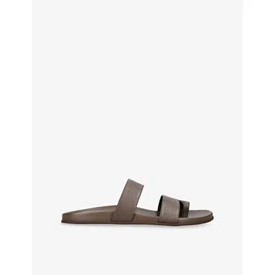 THE ROW WOMENS BROWN/OTH HUGH LEATHER FLAT SANDALS EUR 36 / 3 UK