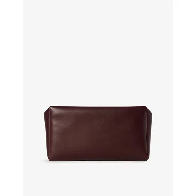 The Row Womens Burgundy Ans Squared Compact Leather Clutch Bag