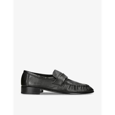 The Row Womens Gathered Leather Loafers Blac In Black