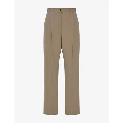 The Row Womens Gianni Tapered-leg Wool Trousers Army Beige In Neutral