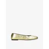The Row Square Laminated Leather Ballerina Flats In Gold