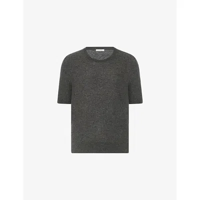 The Row Womens Medium Grey Melange Marika Cashmere Knit Top Xxs In Gray