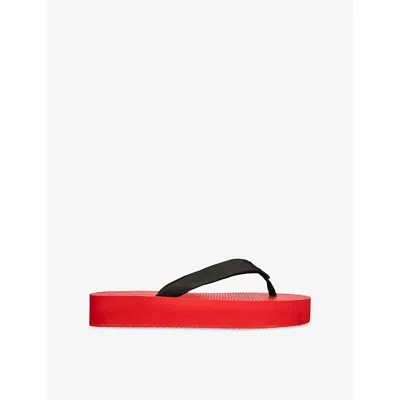 The Row Womens Dune Flatform Rubber Sandals Red Comb In Black