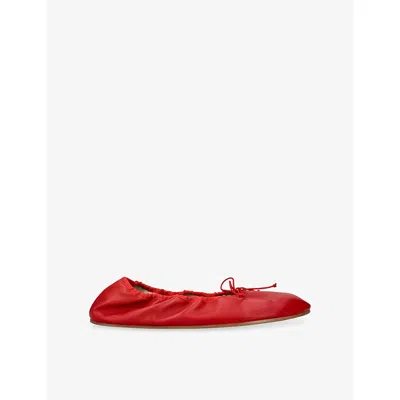 THE ROW WOMENS THE ROW ROUND LEATHER BALLET FLATS