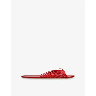 The Row Womens Red Sara Leather Slides Eur 36 / 3 Uk