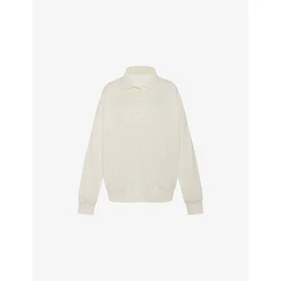 The Row Womens Seashell Corzas Relaxed Polo Cotton-jersey Sweatshirt In White