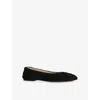 The Row Womens Black Square-toe Pony-hair Leather Ballet Flats Eur 40 / 7 Uk In Black