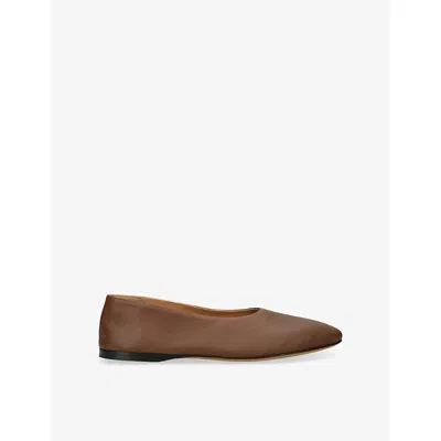The Row Womens Brown Awar Flat Leather Shoes Eur 41 / 8 Uk