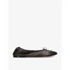 The Row Round Toe Ballet Flats With Bow Detail In Dark Brown
