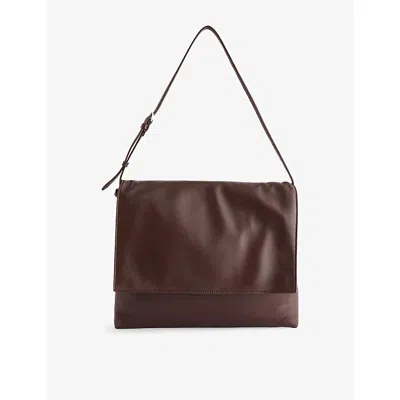 The Row Womens Nan Leather Shoulder Bag Brown Melange Ans