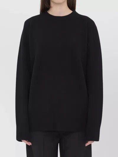 The Row Wool And Cashmere Crew Neck Top In Black