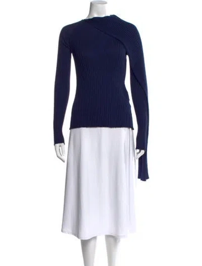 Pre-owned The Row Wool Bateau Neckline Sweater In Blue
