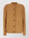 The Row Wool Cardigan With Crew Neck And Cable Knit In Brown