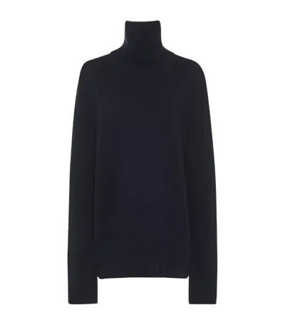 The Row Stepny Wool-cashmere Turtleneck Top In Black
