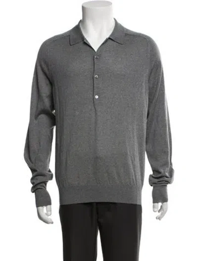 Pre-owned The Row Wool Collar Polo Sweater In Grey