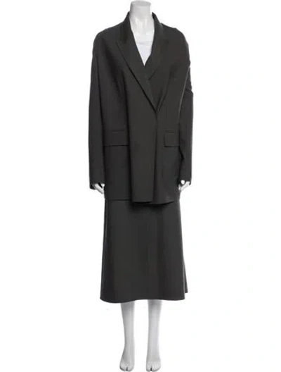 Pre-owned The Row Wool Grosgrain Trim Skirt Suit In Gray