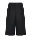 The Row Wool High Waist Shorts In Black