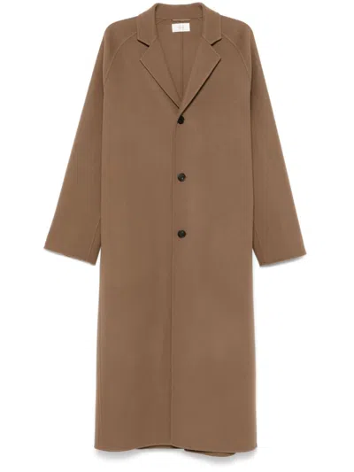 The Row Wool Long Coat In Brown