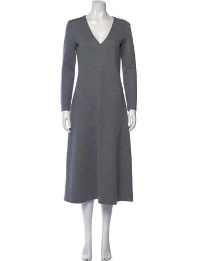 Pre-owned The Row Wool Long Dress In Gray