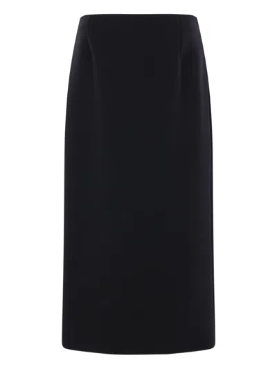 The Row Wool Midi Skirt In Black