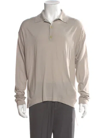 Pre-owned The Row Wool Mock Neck Polo Sweater In Neutral