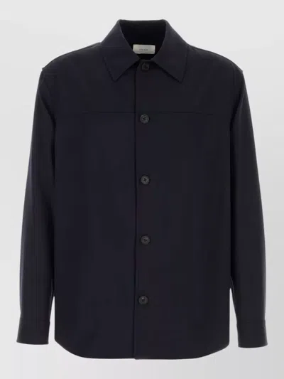 The Row Wool Oslo Shirt Long Sleeves Cuffs In Blue