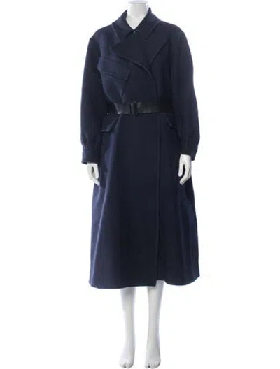 Pre-owned The Row Wool Trench Coat In Blue