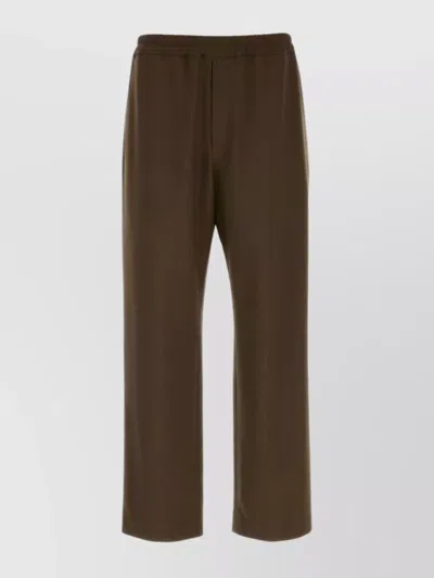 The Row Wool Trousers With Elastic Waistband And Back Pocket In Brown