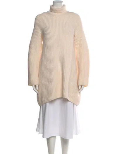Pre-owned The Row Wool Turtleneck Sweater In White