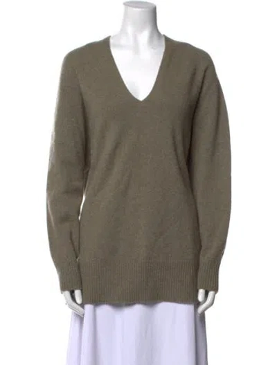 Pre-owned The Row Wool V-neck Sweater In Green