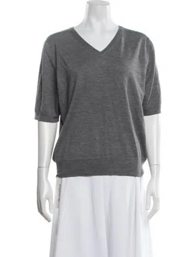 Pre-owned The Row Wool V-neck Sweater In Grey