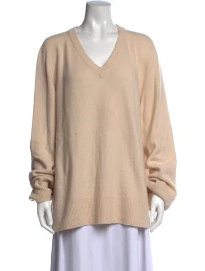 Pre-owned The Row Wool V-neck Sweater In Neutrals