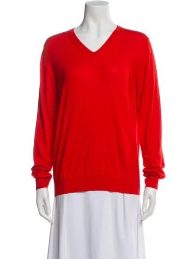 Pre-owned The Row Wool V-neck Sweater In Red
