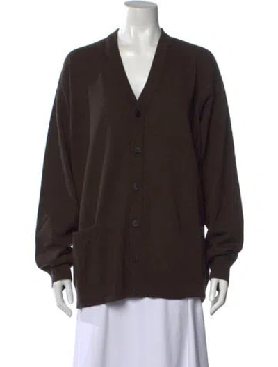 Pre-owned The Row Wool V-neck Sweater W/ Tags In Brown