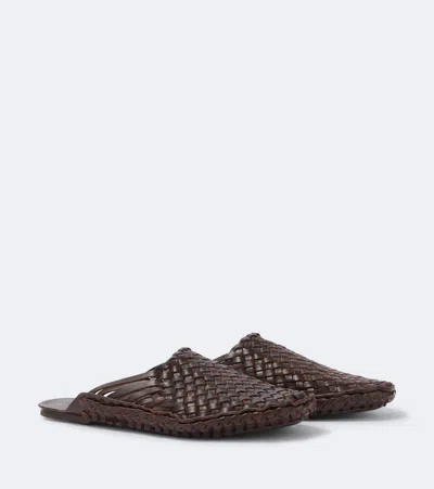 The Row Woven Leather Slip-on Shoes In Brown