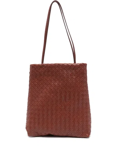The Row Woven Sheepskin Tote Bag In Brown