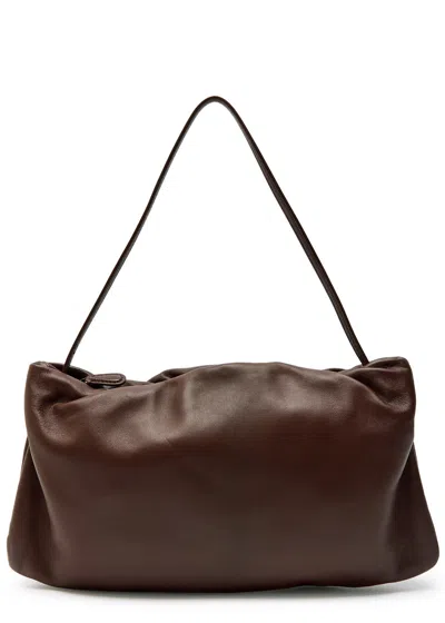 The Row Xl Bourse Leather Shoulder Bag In Brown