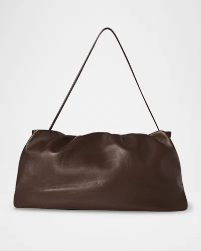 The Row Xl Bourse Shoulder Bag In Silk Leather In Brown