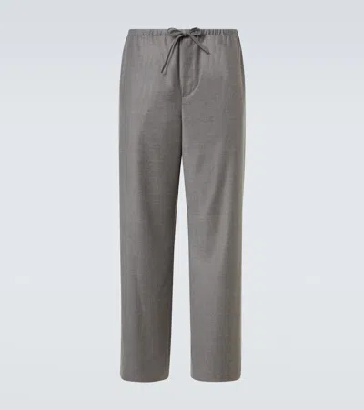 The Row Xon Virgin Wool Straight Pants In Gray