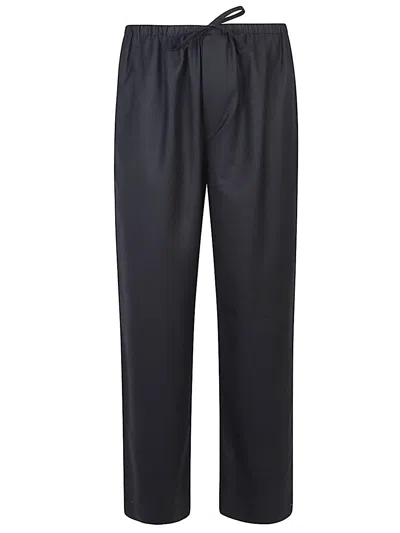 The Row Jonah Wide-leg Stretch Cotton And Cashmere-blend Trousers In Black
