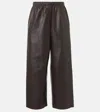 The Row Yani Mid-rise Leather Wide-leg Pants