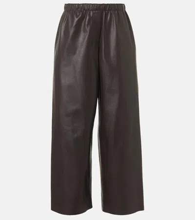 The Row Yani Mid-rise Leather Wide-leg Pants