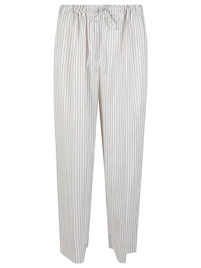 The Row Yayah Striped Silk Trousers In White
