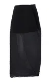 The Row Yuki Asymmetric Plissé Georgette Midi Skirt In Black