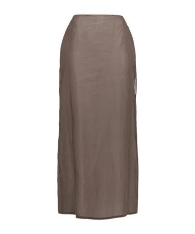 The Row Zaira Cotton Organza Long Skirt In Brown
