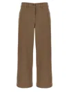 The Row Zalenka Cropped Cotton And Cashmere-blend Twill Straight-leg Pants In Brown